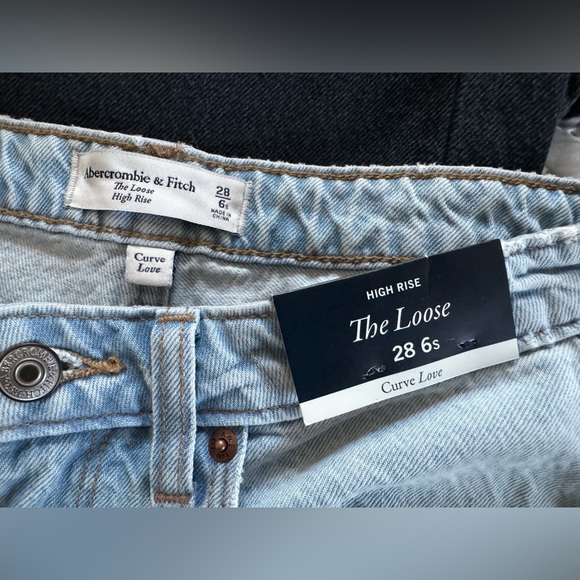 NEW Abercrombie & Fitch 90s The Loose Wide Leg High Rise Light Blue 28 Short - Picture 5 of 12